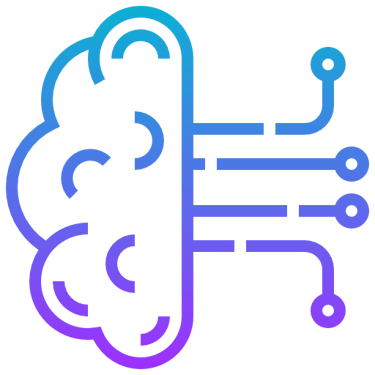 Vector icon of an artificial intelligence chip with network lines representing AI development