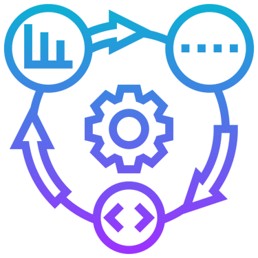 Vector icon of robotic arms and workflow gears symbolising process automation and efficiency