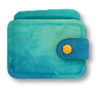 Ein blaues Portemonnaie