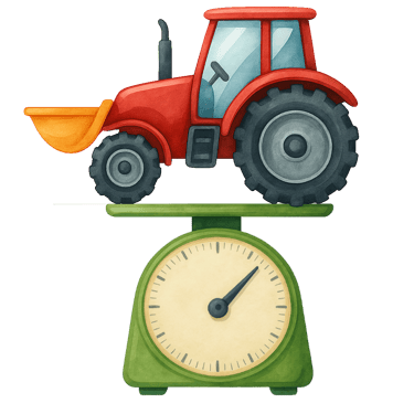 Eine Waage auf der ein Traktor steht