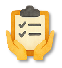 zwei Hände umfassen eine Checkliste