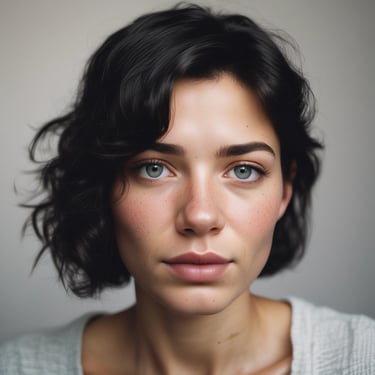 woman wearing black crew-neck shirt