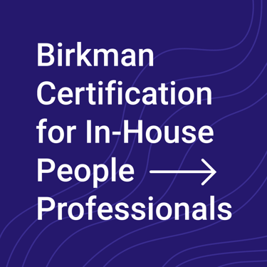 Purple box with text reading: "Birkman Certification for In-House People Professionals"