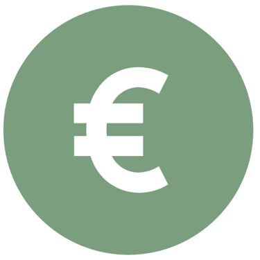 a white and green euro euro sign with a euro sign