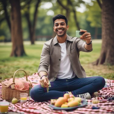 Two men are engaged in a video production setting. One man operates a professional camera and monitors the footage on a screen, while the other appears to be holding a smartphone, possibly assisting or recording as well. The background features photography equipment, including a large softbox light and a tripod.