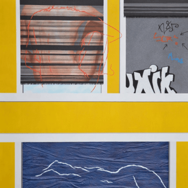 a window with a picture of a window with a view of the ocean