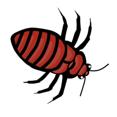 an animated bed bug facing the right