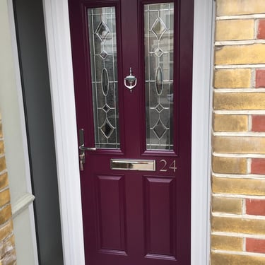 Purple coloured composite front door - a bespoke shade