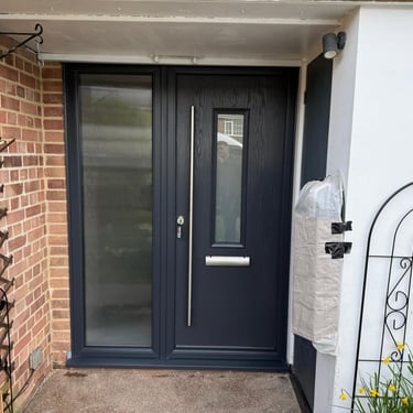 Tortola 1 flush composite doors with side panel and long handle fitted in Southampton by Buildmydoor