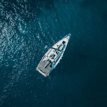 Sailing boat drone view