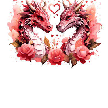 a dragon and a dragon in a heart shaped frame