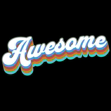 a colorfully colored logo for a company called awesomeness