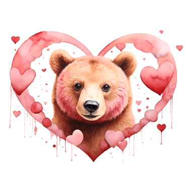 a bear bear in a heart shape with hearts