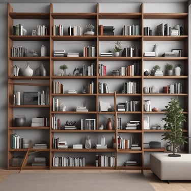 a living room with a ladder ladder and a ladder