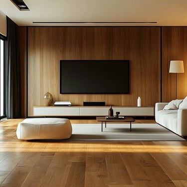 tv hanging wood wall