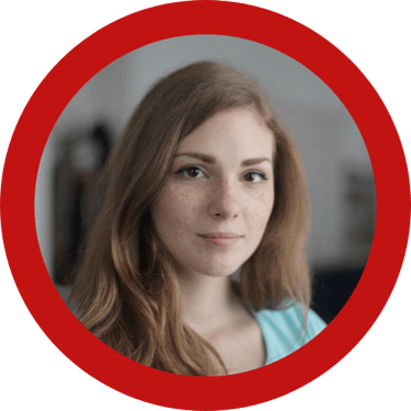 a woman with a red circle in the middle of a circle