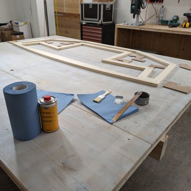 Glueing Gussets, Transom, DriftingDonkey, Class Globe 5.80, Hull # 208