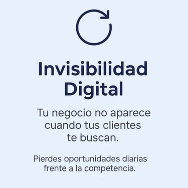 Icono de invisibilidad digital con mensaje sobre falta de presencia online
