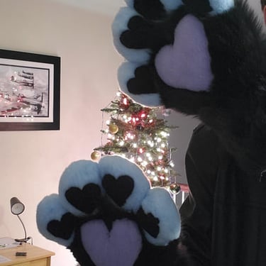Blue and black hand paws with hearts made by Teto Creations