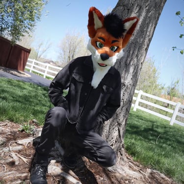 Fox fursuit head made by dizzyav8r in association with Teto creations featuring full lining, 2d eyes and a pick able nose