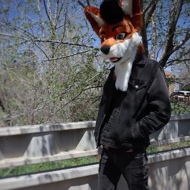 Fox fursuit head made by dizzyav8r in association with Teto creations featuring full lining, 2d eyes and a pick able nose