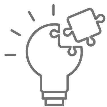 Light Bulb Puzzle Icon in Gray - Complimentary 30 min Solution Session