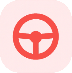 Red steering wheel icon