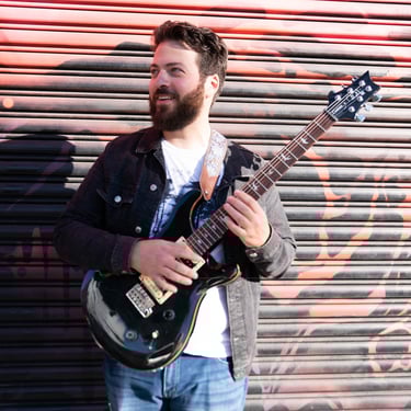 Guitarist Alan Rigoletto - Photo by Kyle Blair - Arts District, Los Angeles