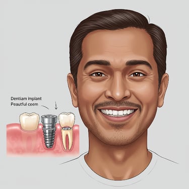 a man with a dental implant on his teeth