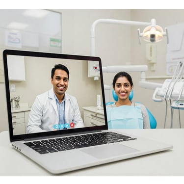 a man and woman in a dental care center