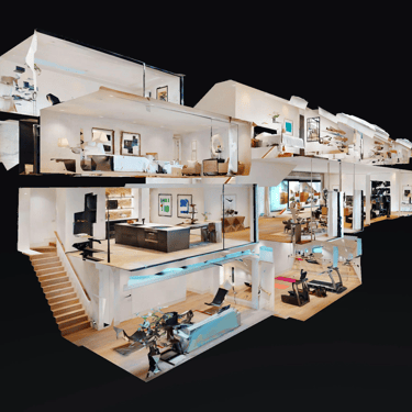 3D Matterport Dollhouse view of a 3 story residential building