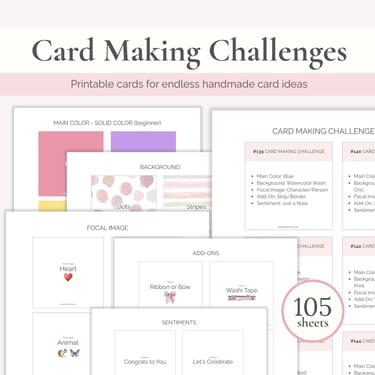 Product photo - printable card making challenge cards