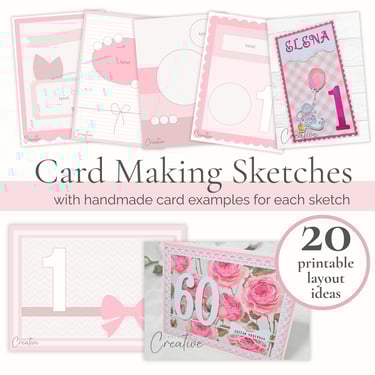 card making templates in pink and white colors, with handmade card idea