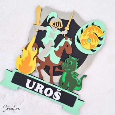 Knight and dragon cake topper 