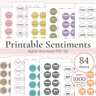 Cover for a circular printable sentiments for cards