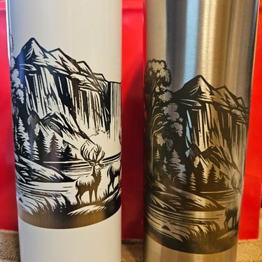 Sample engraved double walled stainless steel tumblers