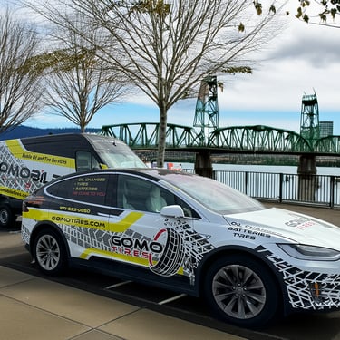 Tesla Model X and Sprinter tire vans