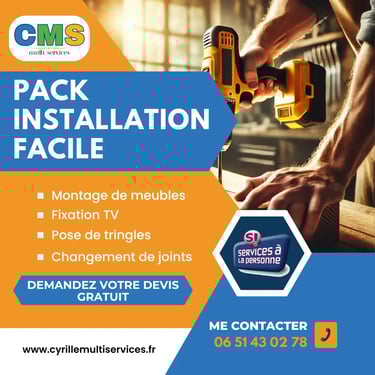 Visuel pack installation facile – montage meubles, fixation TV, pose de tringles à Belfort