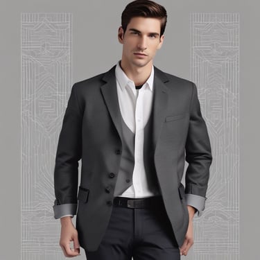 a man in a suit and tie is standing in front of a wall