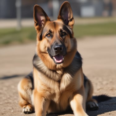 A happy dog playing fetch in a sunny park with green grass.