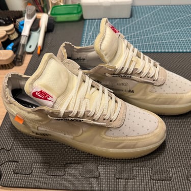 KicksReboot performed a renovation very rare Nike Air Force 1 Off-White The Ten shoes, photo taken after the process