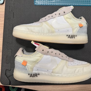 KicksReboot performed a renovation very rare Nike Air Force 1 Off-White The Ten shoes, photo taken during the process