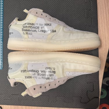 KicksReboot performed a renovation very rare Nike Air Force 1 Off-White The Ten shoes, photo taken during the process