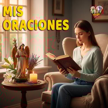 Mujer leyendo mis oraciones en el sitio web voces de amor y vida