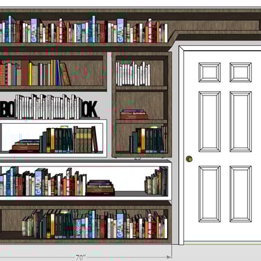 Bookshelves design in 3d by White and Wood Custom Carpentry in Orlando Florida