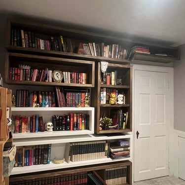 Picture of bookshelves created by White and Wood Custom Carpentry in Orlando Florida