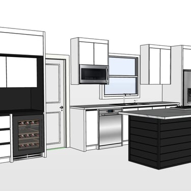 Kitchen design in 3d by White and Wood Custom Carpentry in Orlando Florida