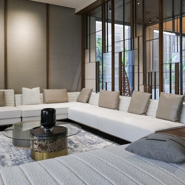 White Living Room Sofa in Fabric