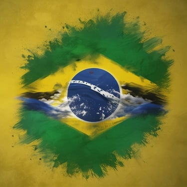 the flag of brazil is flying in the blue sky