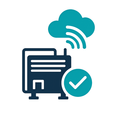 Ícone de chiller conectado à nuvem representando integração com sistemas IoT e monitoramento remoto 